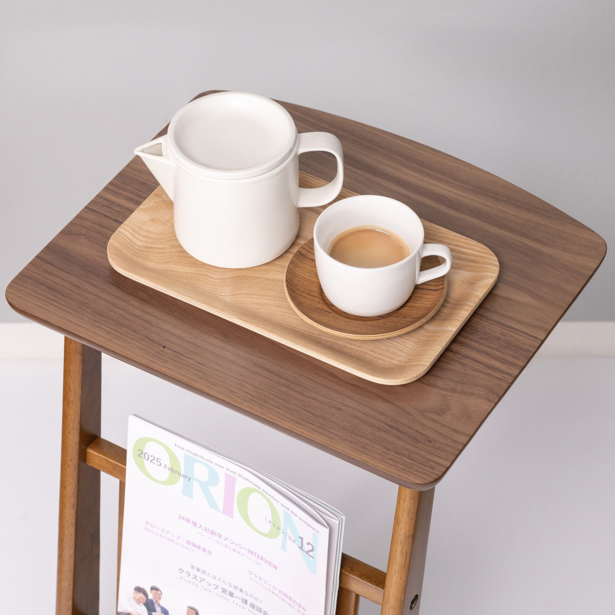 東谷 ソファサイドテーブル マガジンラック付 （ サイドテーブル