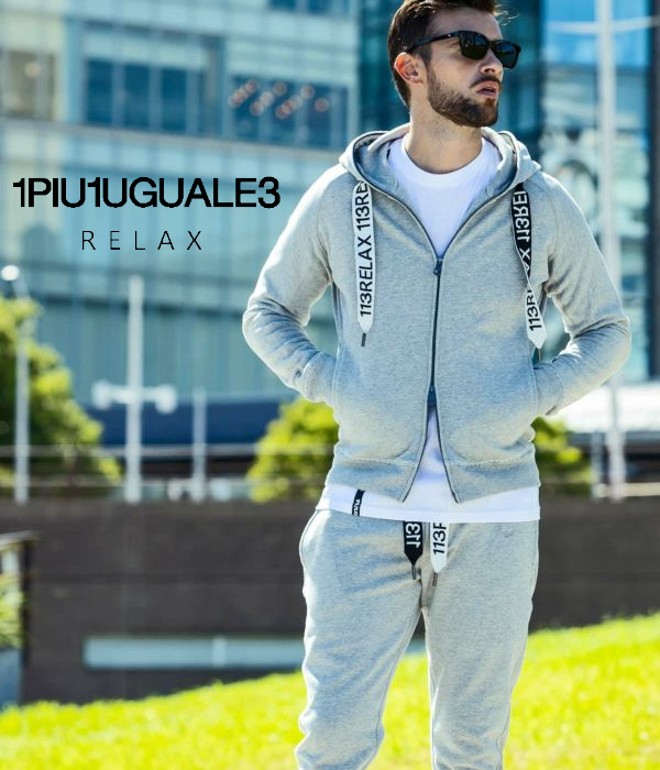 1PIU1UGUALE3 RELAX セットアップ 上下セット ステッチパーカー&パンツ