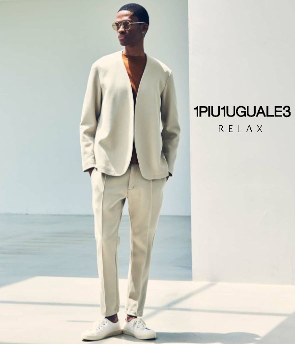 1PIU1UGUALE3 RELAX セットアップ メンズ スーツ 大人 ノーカラー 上下