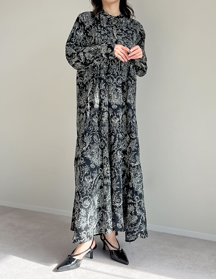 Re:EDIT（リエディ） ワンピース フレアシャツ総柄 入学式