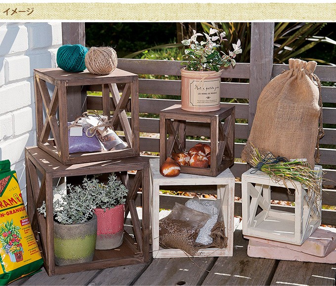 花台 木製 角型 フラワースタンド ボックス型 アンティーク ブラウン