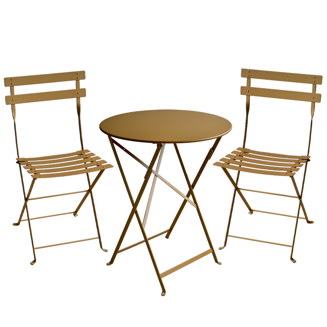 フランス生まれファニチャー ビストロ メタルチェア(2脚)&ラウンド