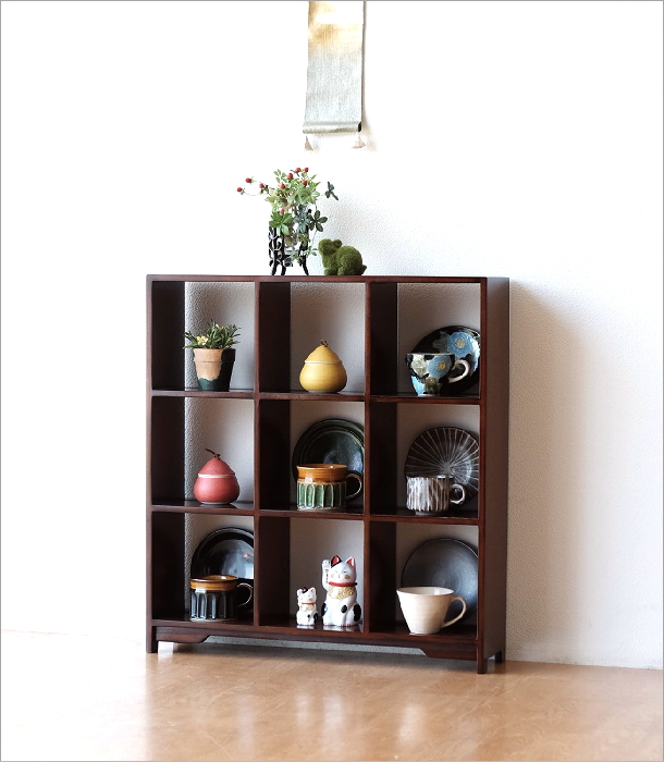 シェルフ 飾り棚 木製 おしゃれ マホガニー アンティーク調