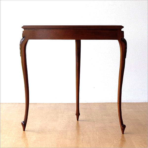 コンソールテーブル 玄関 アンティーク 半円 猫脚 猫足 花台 木製