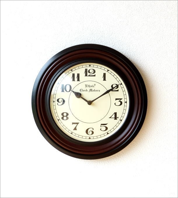 壁掛け時計 掛け時計 木製 おしゃれ ウッド 丸 ラウンド ローマ数字