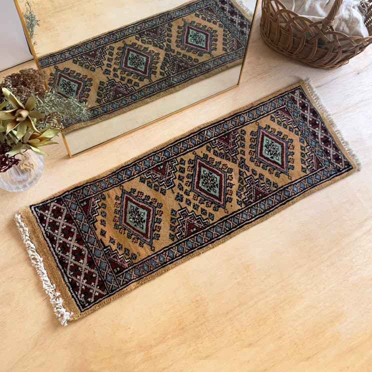 ヴィンテージ トライバル ラグ 87cm×30cm ブラウン : giftgiftgift