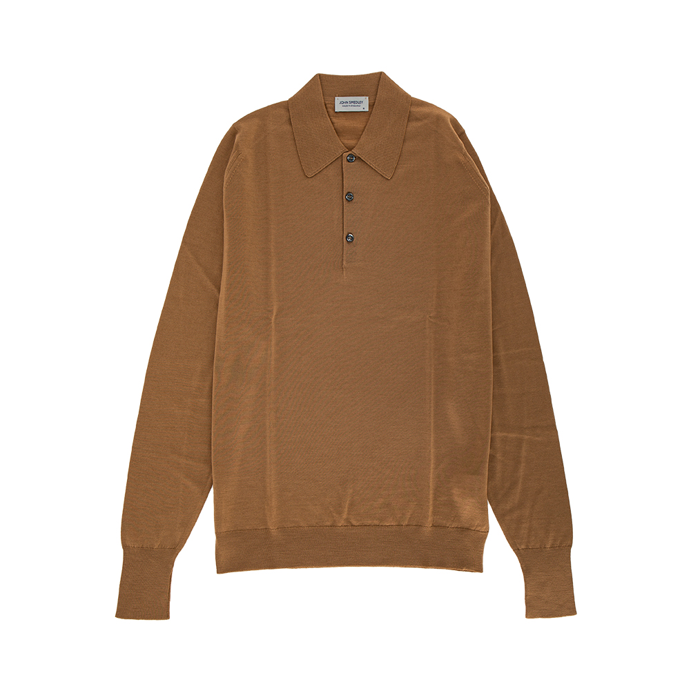 JOHN SMEDLEY ブラウン 長袖ポロシャツ M JOHN SMEDLEY｜ジョン