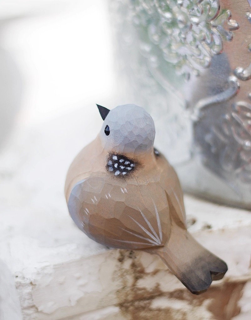 置き物 木製 小鳥 bird インテリア 人形 北欧 雑貨 手彫り オブジェ 鳥