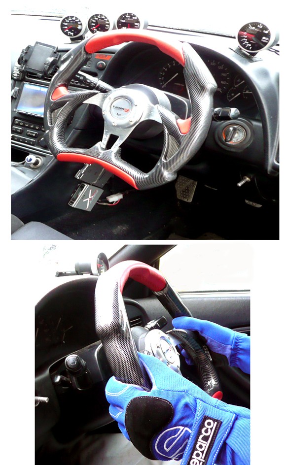 ALTEED / スポーツステアリング 楕円型350φ カーボンデザイン/赤