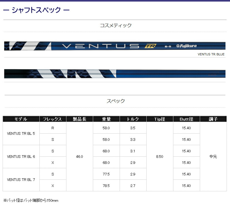フジクラ ベンタス TR ブルー VENTUS BLUE 日本仕様 テーラーメイド