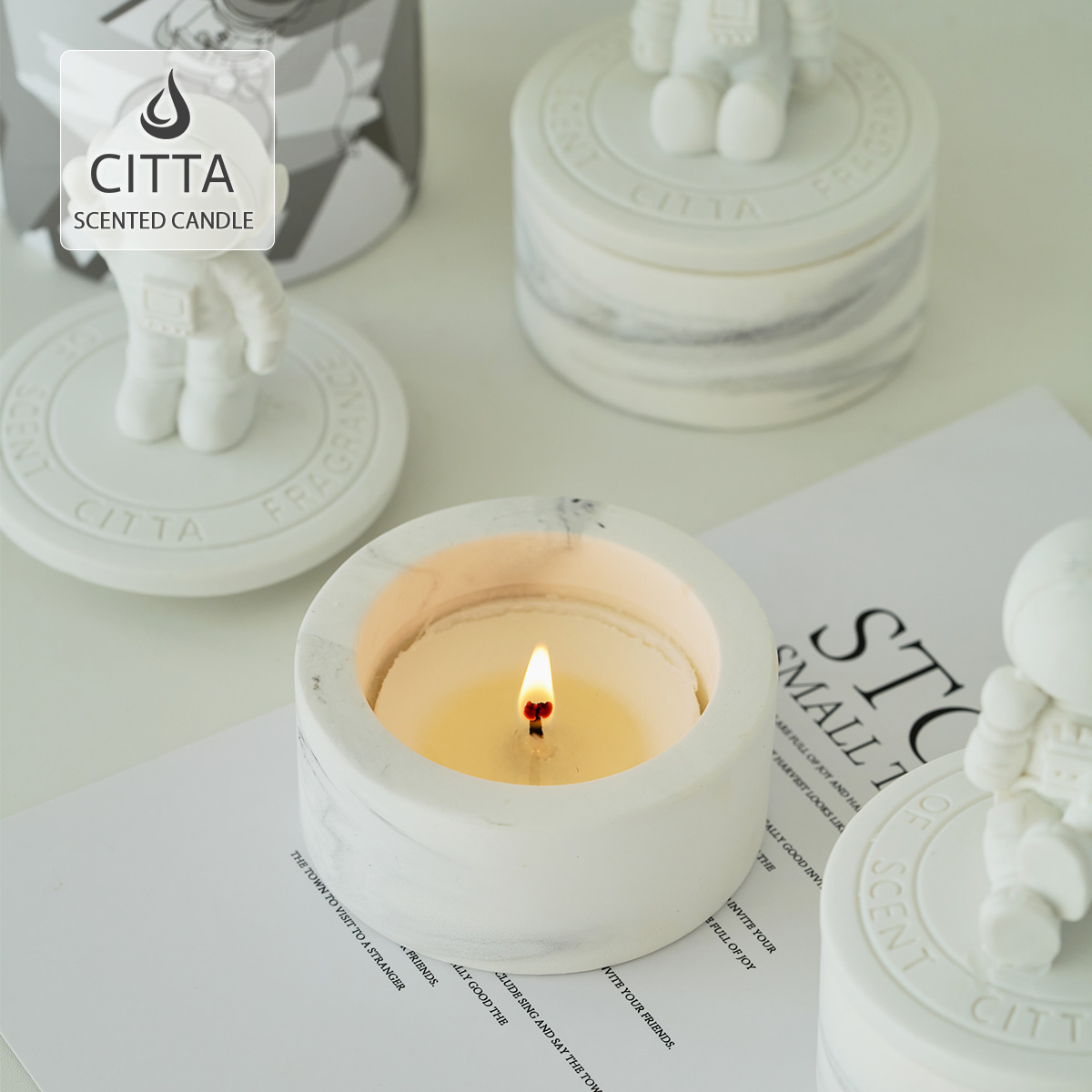CITTA デザイン アロマキャンドル おしゃれ 蓋付き ギフト 小さい
