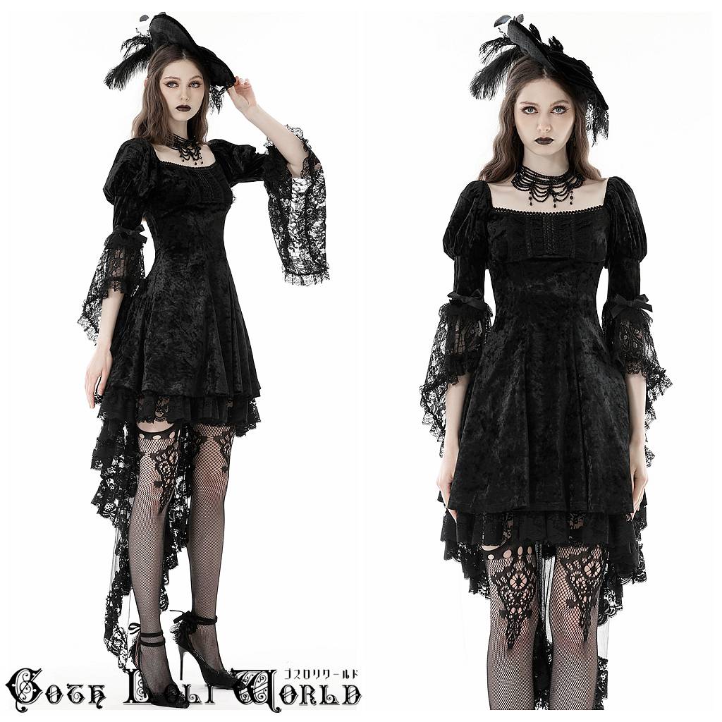 ゴスロリワールド DW858 レース 姫袖 スクエアネック ベロア ミニ