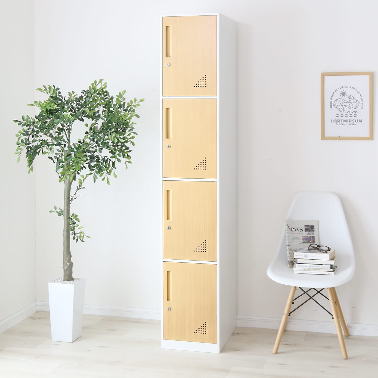 DORIS（ドリス） オフィス 棚 ロッカー 4人用 鍵付き スチール