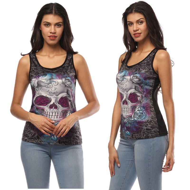 送料無料 スカル タンクトップ 骨 骸骨 髑髏 ドクロ キャミソール