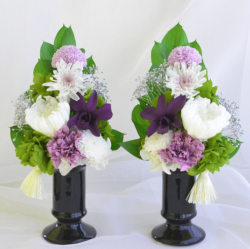 仏花 プリザーブドフラワー 仏壇 お供え 花 クリアケース入 線香 供花