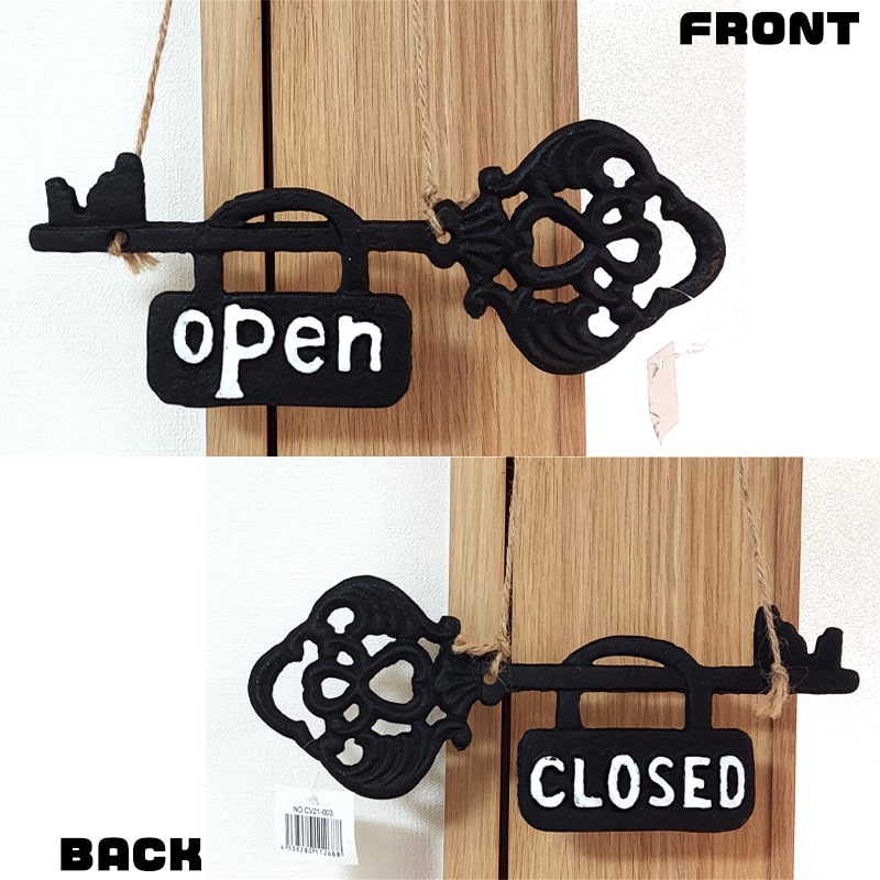 アメリカン レトロ プレート OPEN & CLOSED 鍵 ウォールサイン 看板