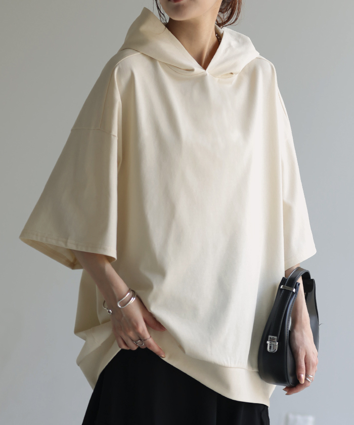 HUG.U（ハグユー） Tシャツ フード 体型カバー パーカー トップス