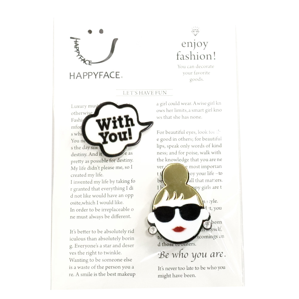 ブローチ HAPPY FACE WithYou EMMA サングラス LADY アクリル