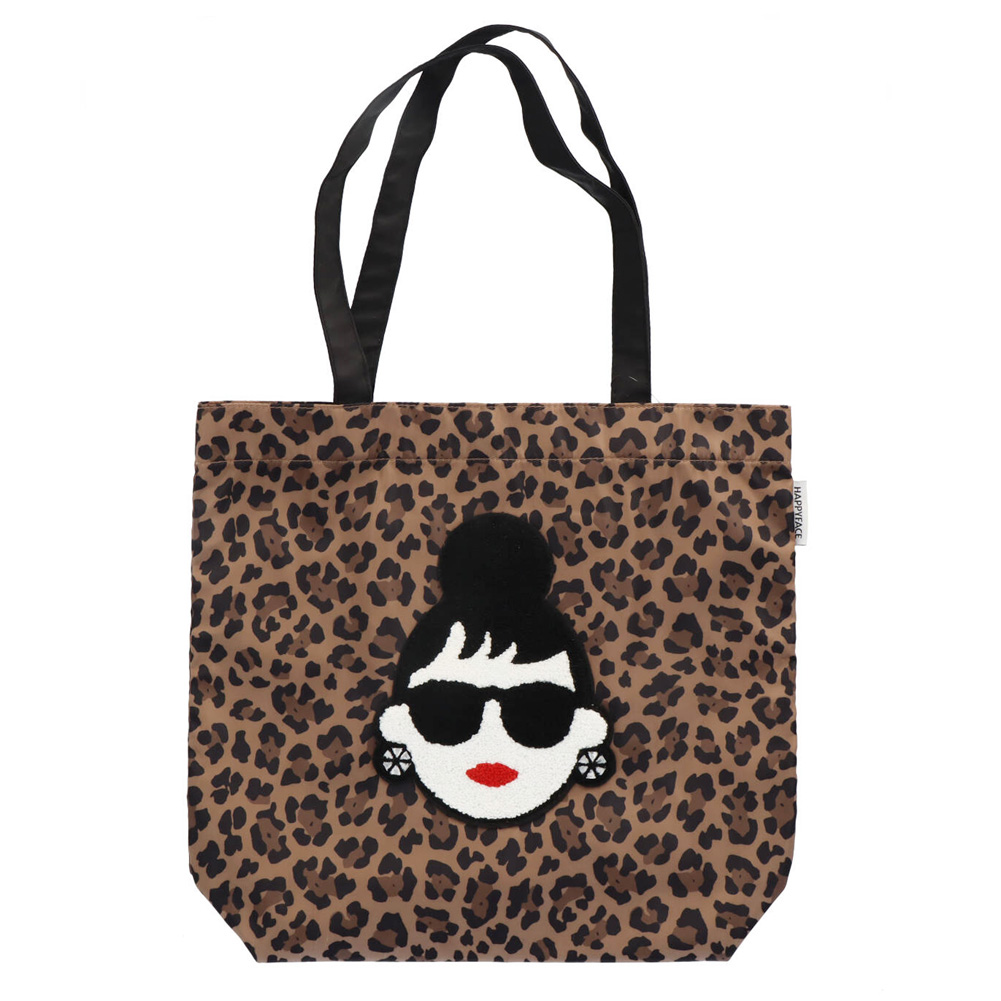 トートバッグ HAPPY FACE EMMA 相良刺繍 お顔 サングラス LADY 撥水