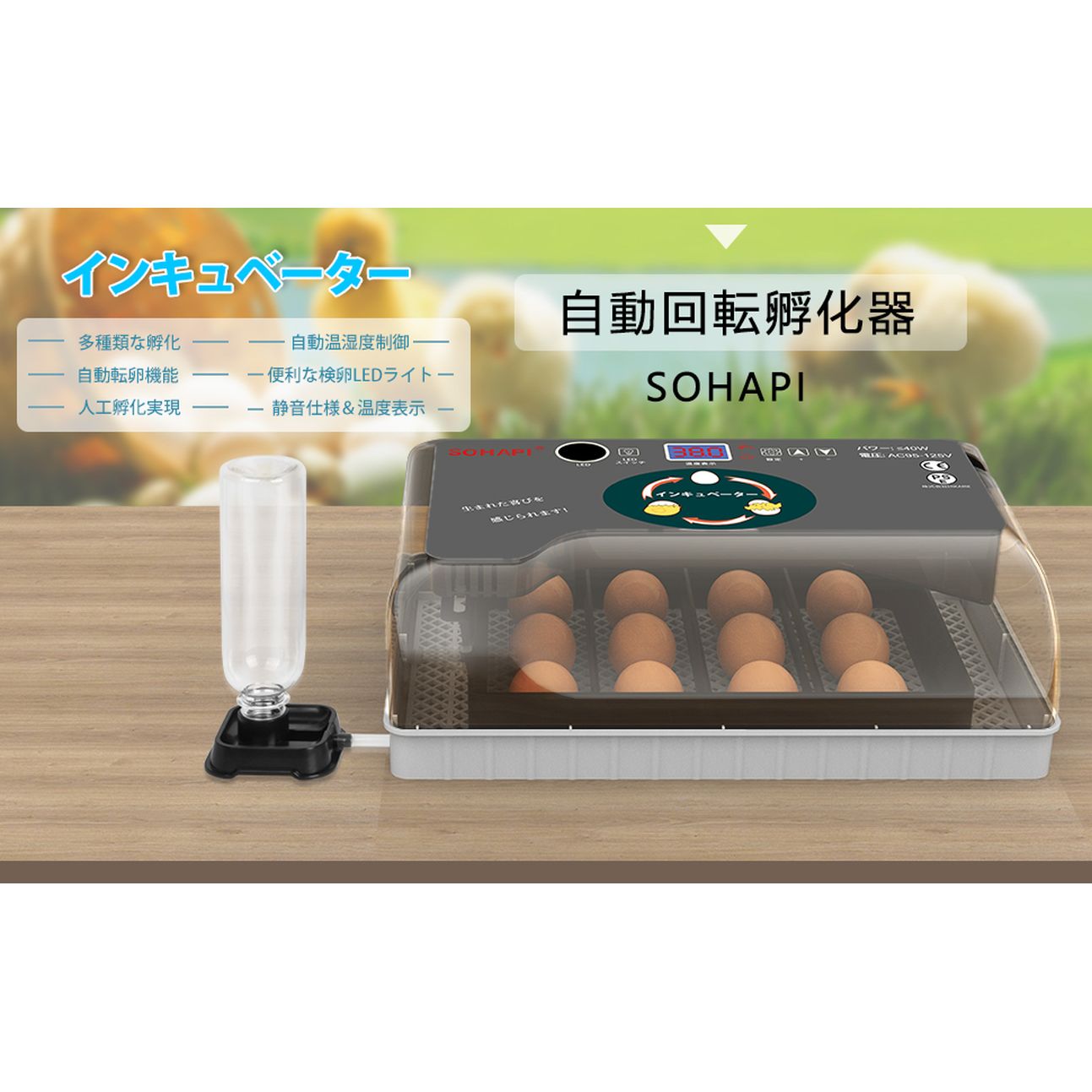 自動孵卵器 大容量 恒温孵化器 インキュベーター 小型 恒温器 鳥類専用