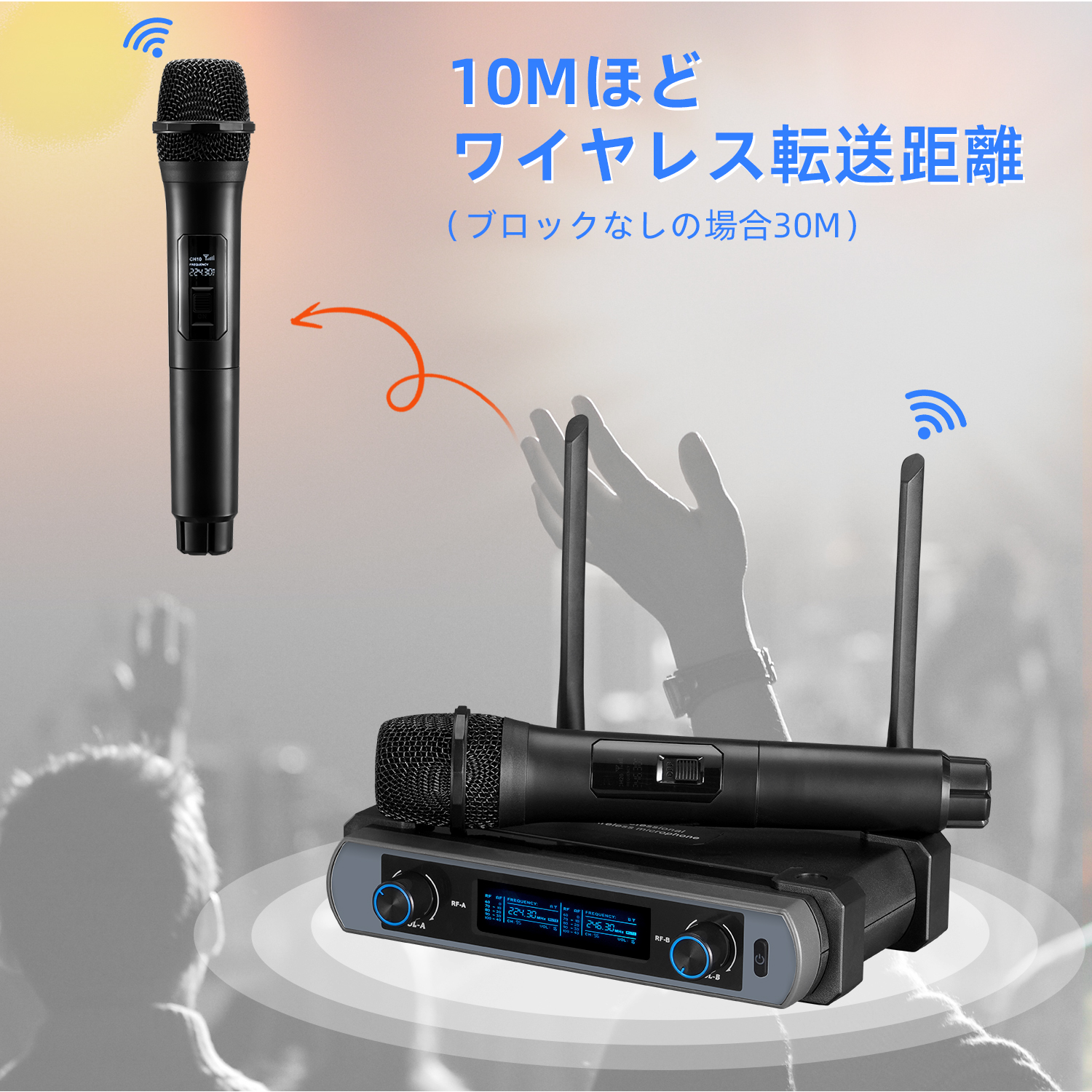 1年保証 LEKATO ワイヤレスマイク セット 2本セット ハンドマイク2本