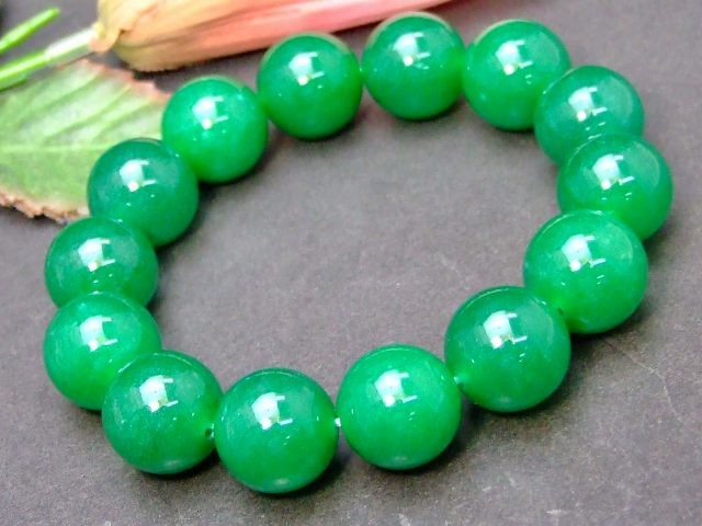 天然石 パワーストーン 33407Q 緑 翡翠 ヒスイ 16mm A ブレスレット