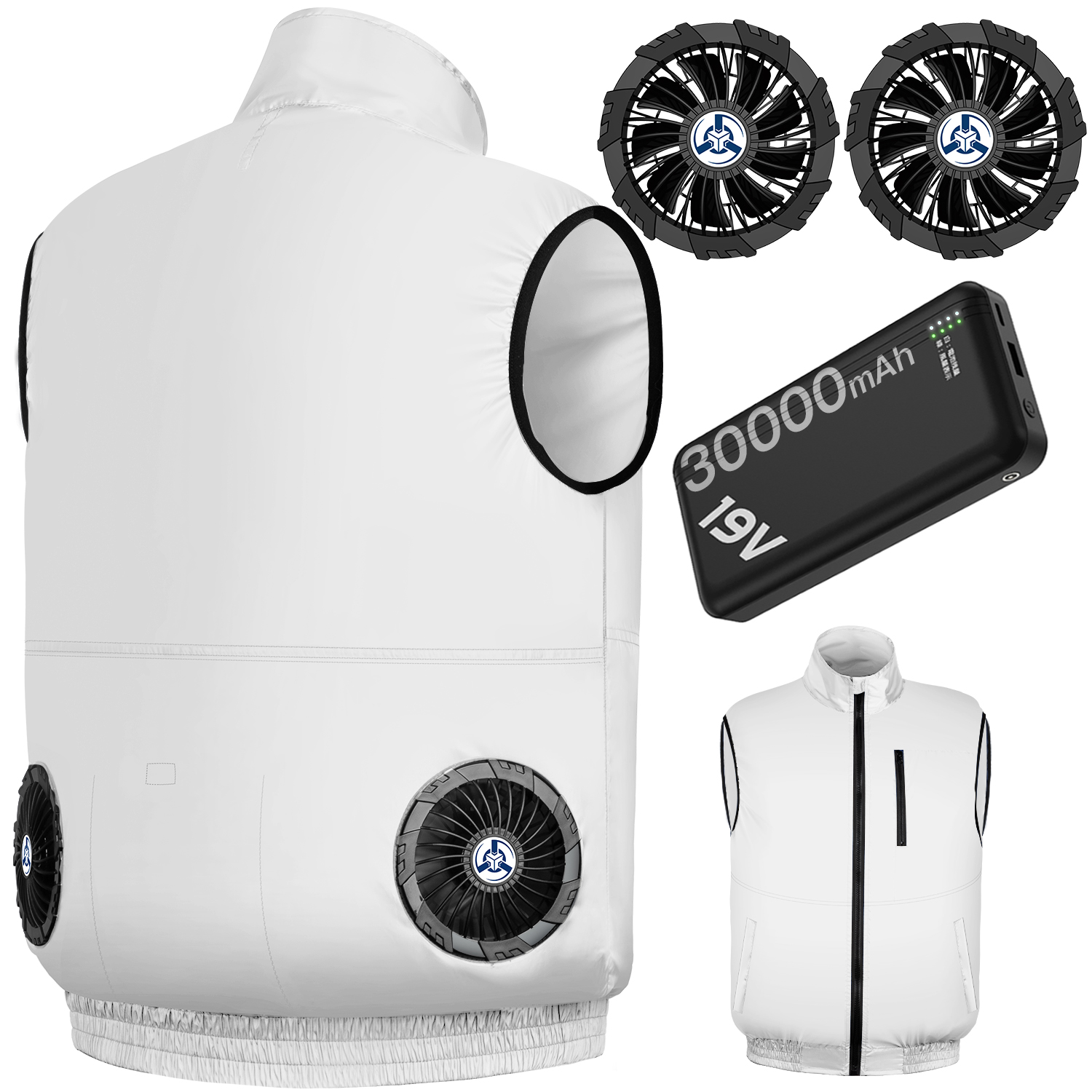 空調作業服 ファン付き作業服 ベスト 30000mAhバッテリー付き 4段階