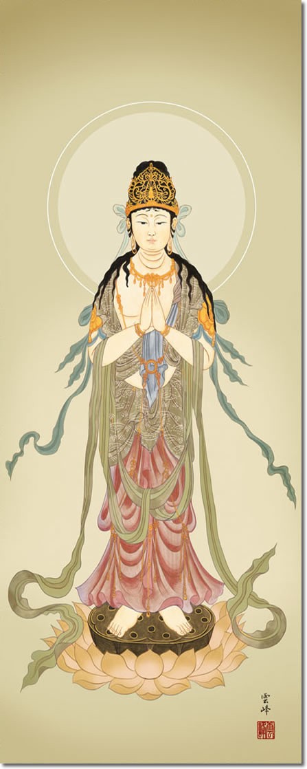 仏事用掛軸-聖観音/清水雲峰(尺三)床の間 掛け軸 モダン オシャレ 高級