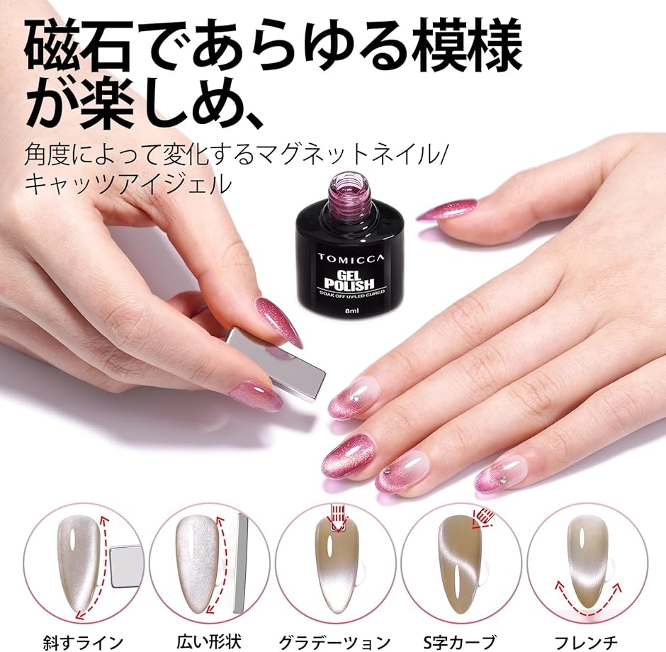 マグネットジェルネイル ネイルセット 4色ジェル カラージェル 猫目