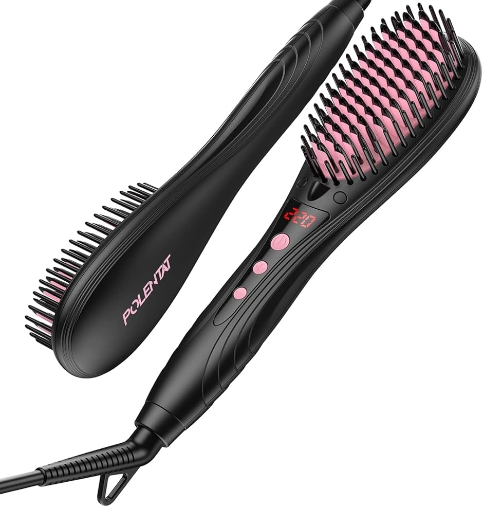 ストレートブラシ ブラシ型ヘアアイロン ヒートブラシ マイナスイオン