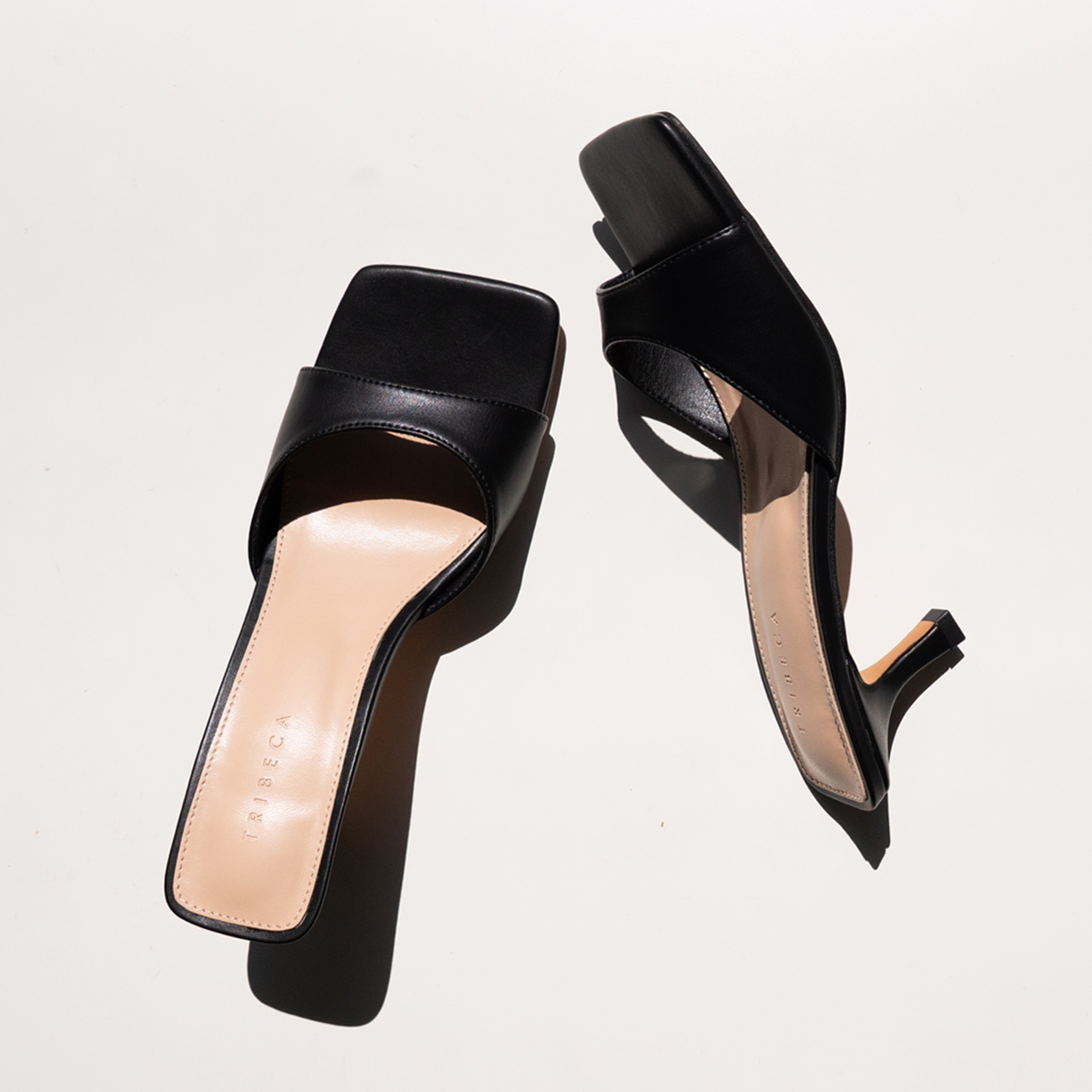 ミュールサンダル スクエアトゥ レディース 6.5cm ヒール ワイド