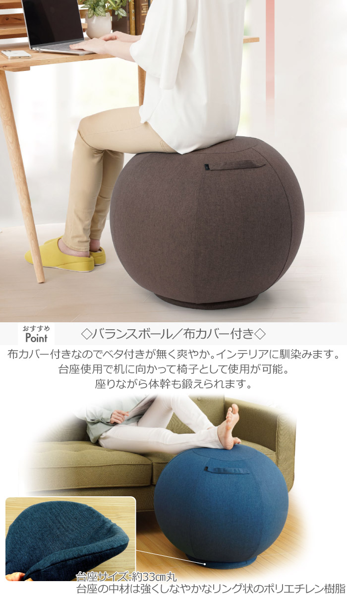 バランスボール 55cm 布カバー付 空気入れポンプ付 体幹 エクササイズ
