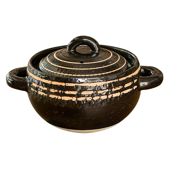 長谷園 公式限定 伊賀土鍋 カレー鍋 黒らく 1800ml 土鍋 7号 〜 8号