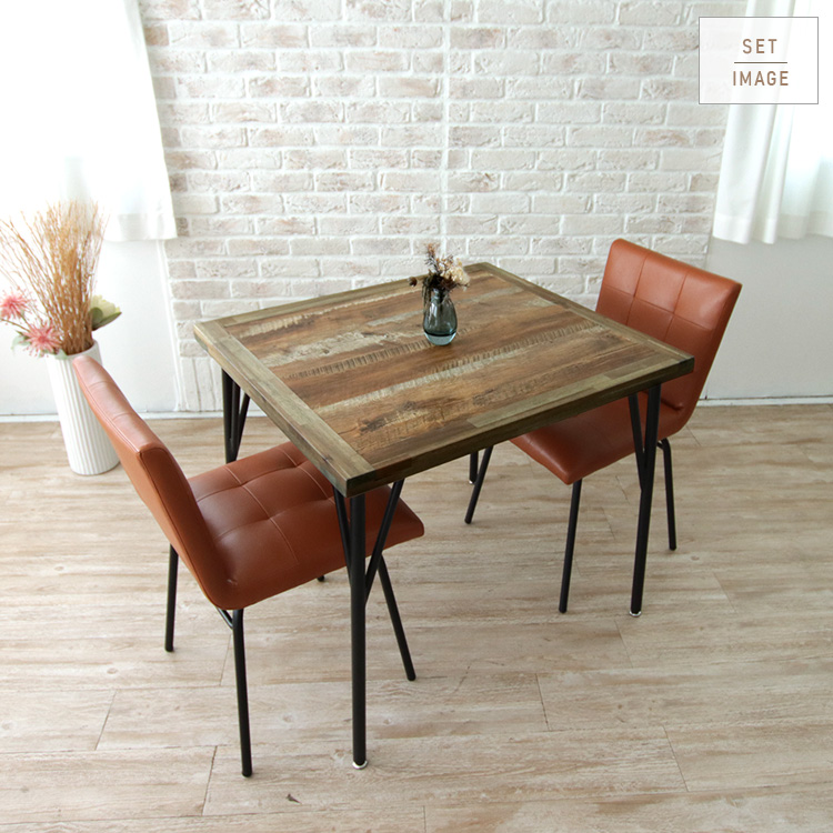 ダイニングテーブル 2人用 アンティーク風 80cm コンパクト 古木風