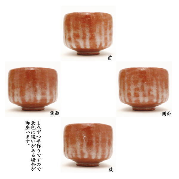 茶道具 抹茶茶碗 赤楽茶碗 利休形（一文字/筋模様はお任せ） 佐々木昭