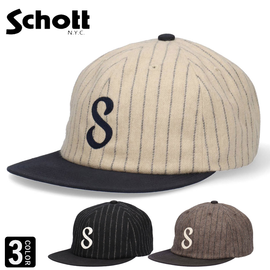 Schott N.Y.C（ショット） ストライプ フランネル Sロゴ ウール