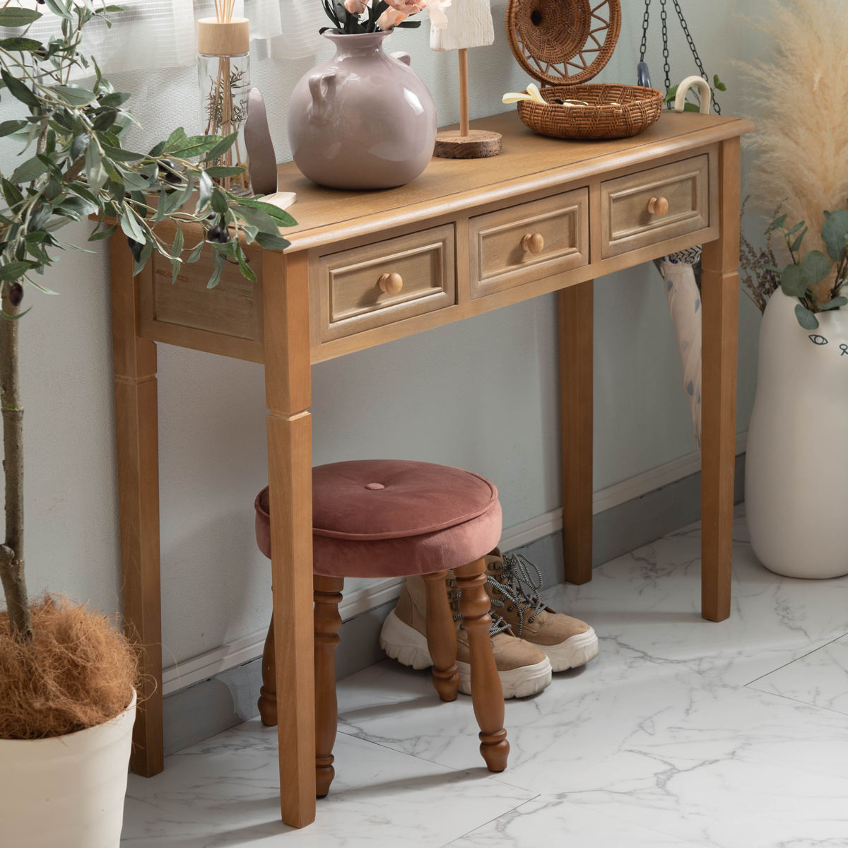 東谷 コンソールデスク 幅100cm 天然木 アンティーク調 （ コンソール