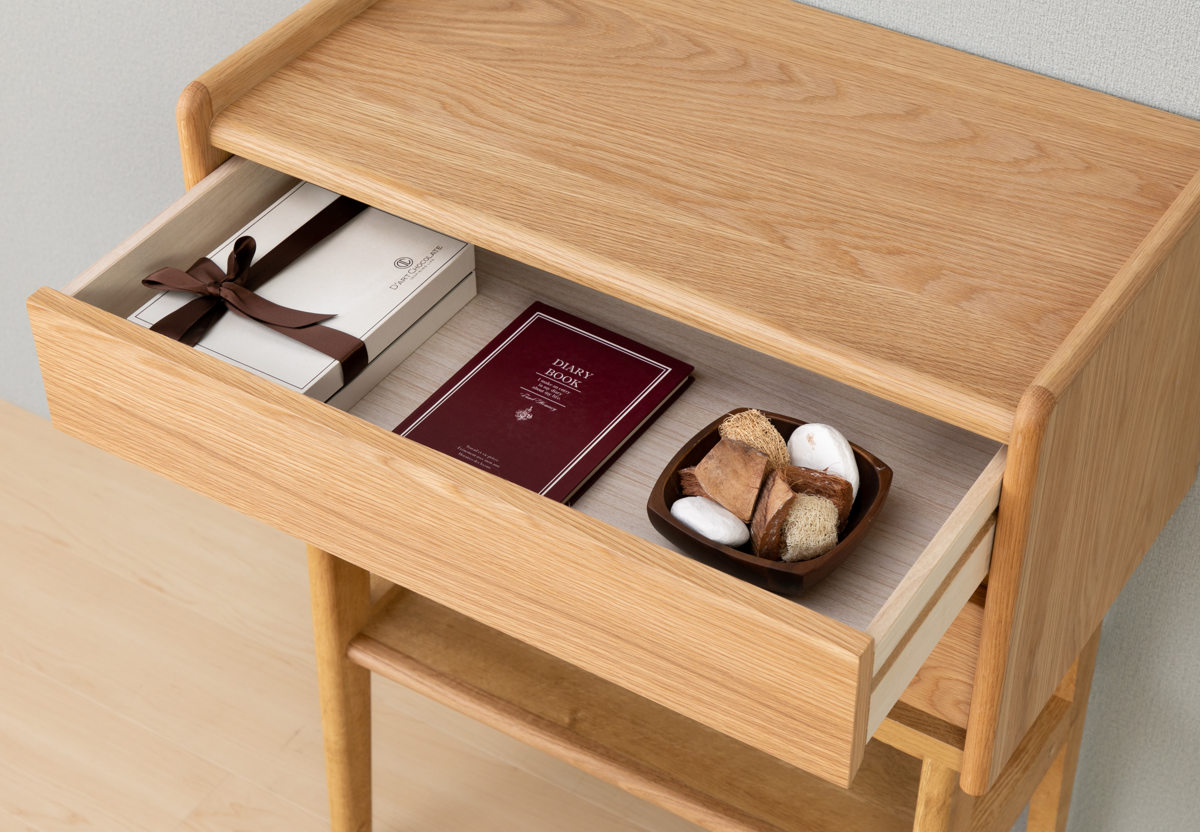 コンソール 引き出し 2段 北欧風 天然木突板 KICCA 幅65cm （ テーブル