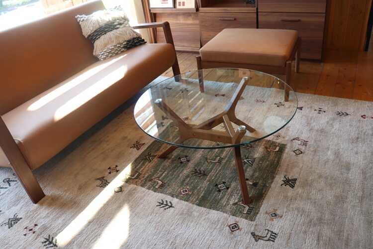 ミッドセンチュリー 昭和レトロ ガラステーブル ローテーブル アイアン