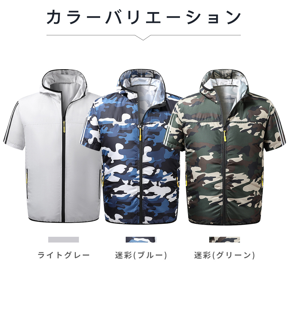 空調作業服 空調ウェア 薄型 大風量 扇風機 夏 半袖 ファン付き