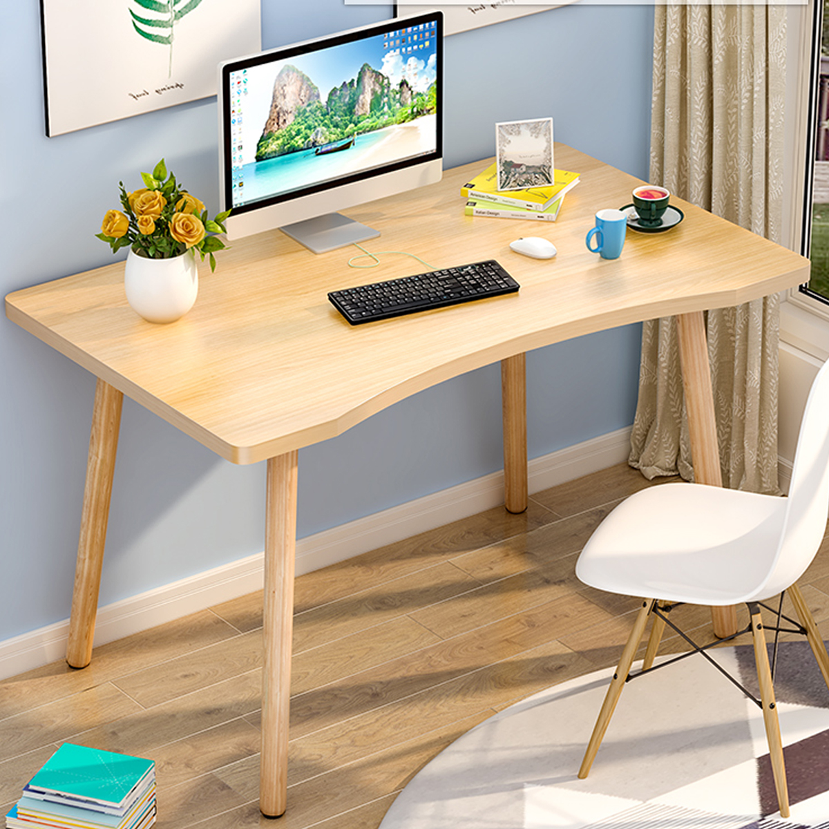 デスク パソコンデスク 勉強机 幅80/100cm 木製 机 リモートワーク用