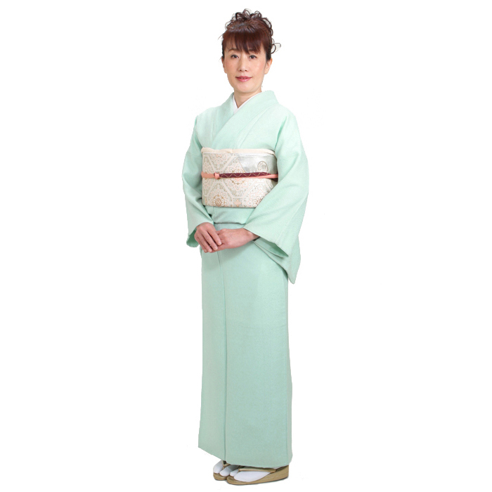 色無地 レンタル 袷 10月〜5月向け 一ツ紋 ブルーグレー色 着物 入学式