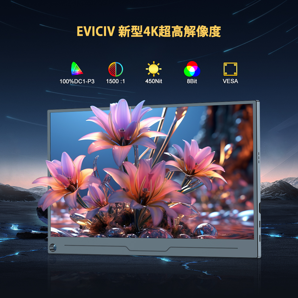 NEW EVICIV 14インチ 4K UHD モバイルモニター デュアルモニター