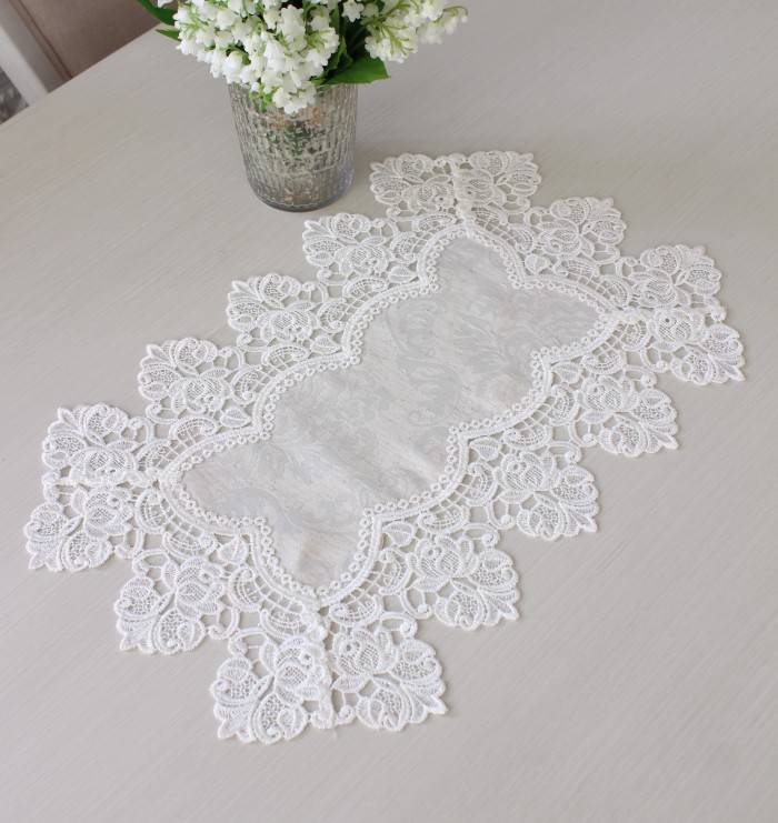 テーブルセンター はっ水 ドイリー 30×45cm ジャガードダマスク