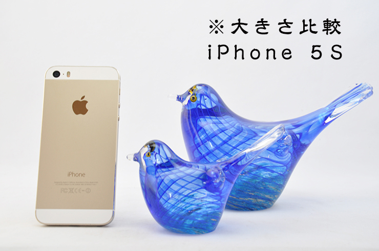 ガラスの青い鳥ペア LA-49p 幸福 ガラス細工 安部朝和作 博多びーどろ