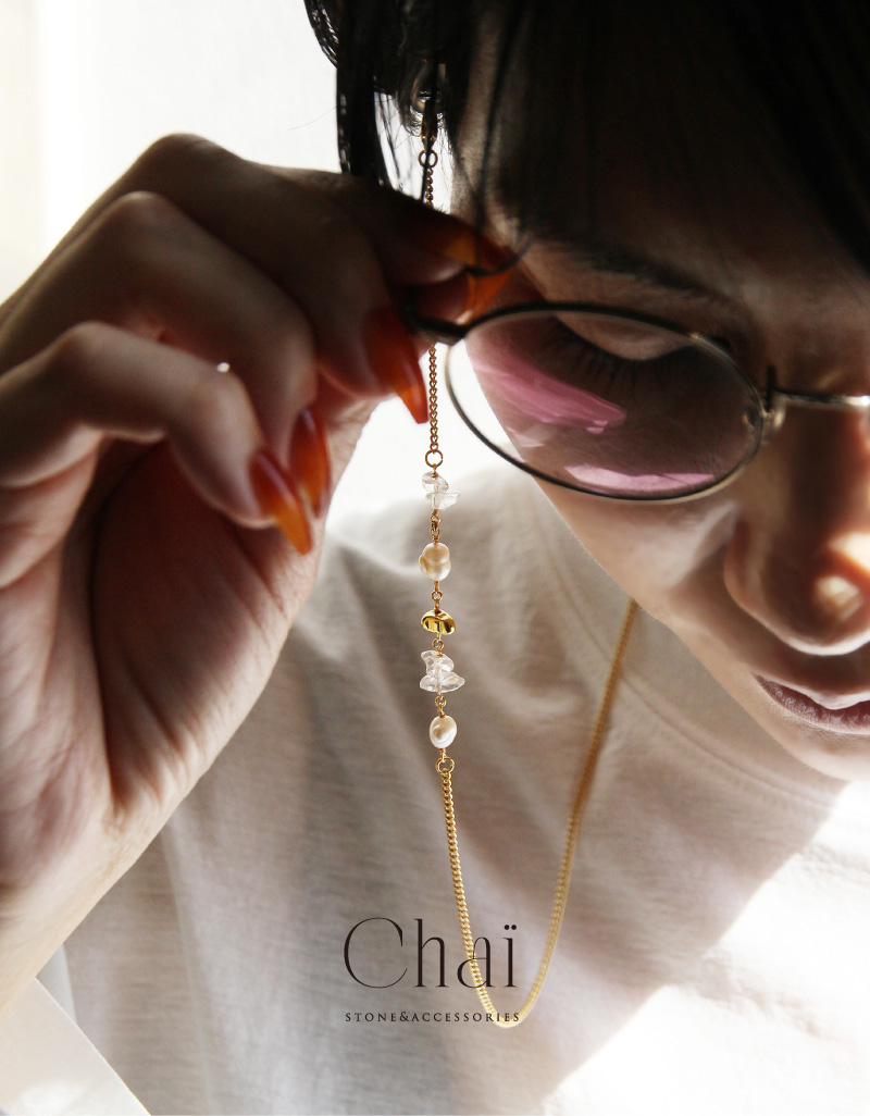 レディース めがねチェーン おしゃれ 天然石 淡水パール クリスタル