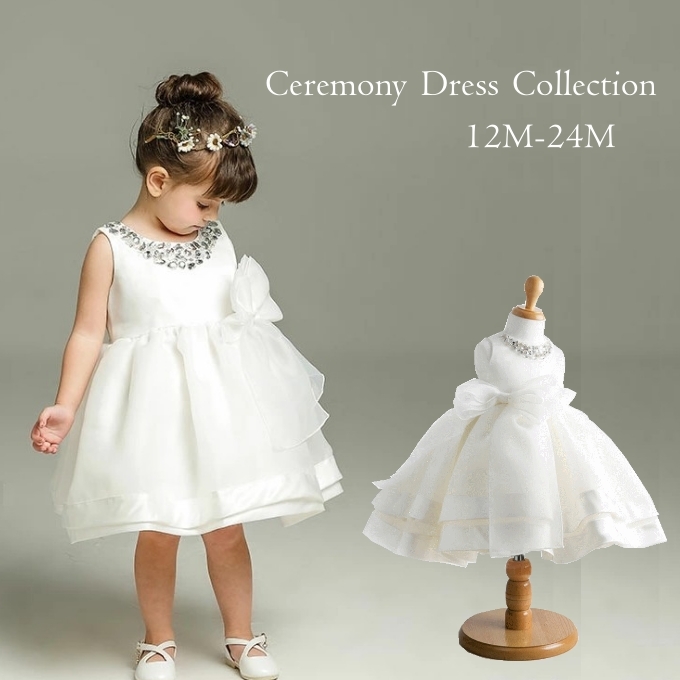 ベビードレス チュール ビジュー キラキラ 1歳 セレモニードレス