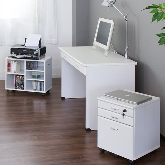 パソコンデスク 幅120 鍵付き 3点セット : 本棚&テレビ台&安心安全の