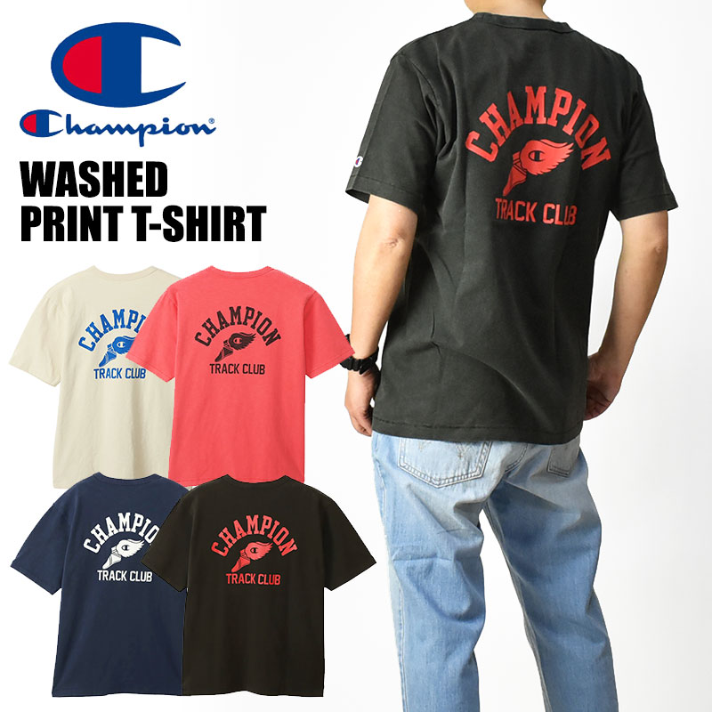 Champion（チャンピオン） ウォッシュド プリント 半袖Tシャツ メンズ