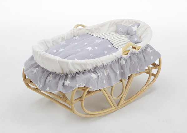 籐ヨーラン ベビーベッド ラタン ゆりかご 自然素材 ベビーグッズ F